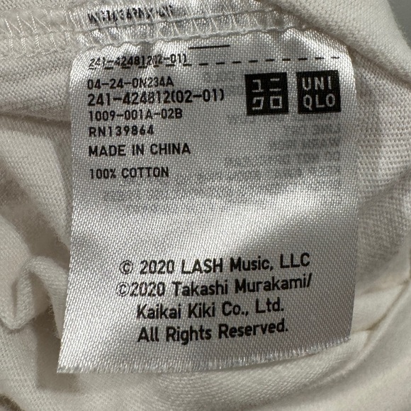 Uniqlo Billie Eilish X Takashi Murakami White Floral Spellout T Shirt Top XS - Picture 14 of 14